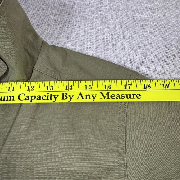 VTG LL Bean Women M Utility Field Barn Jacket Green Canvas Corduroy Chore Coat - Picture 12 of 16